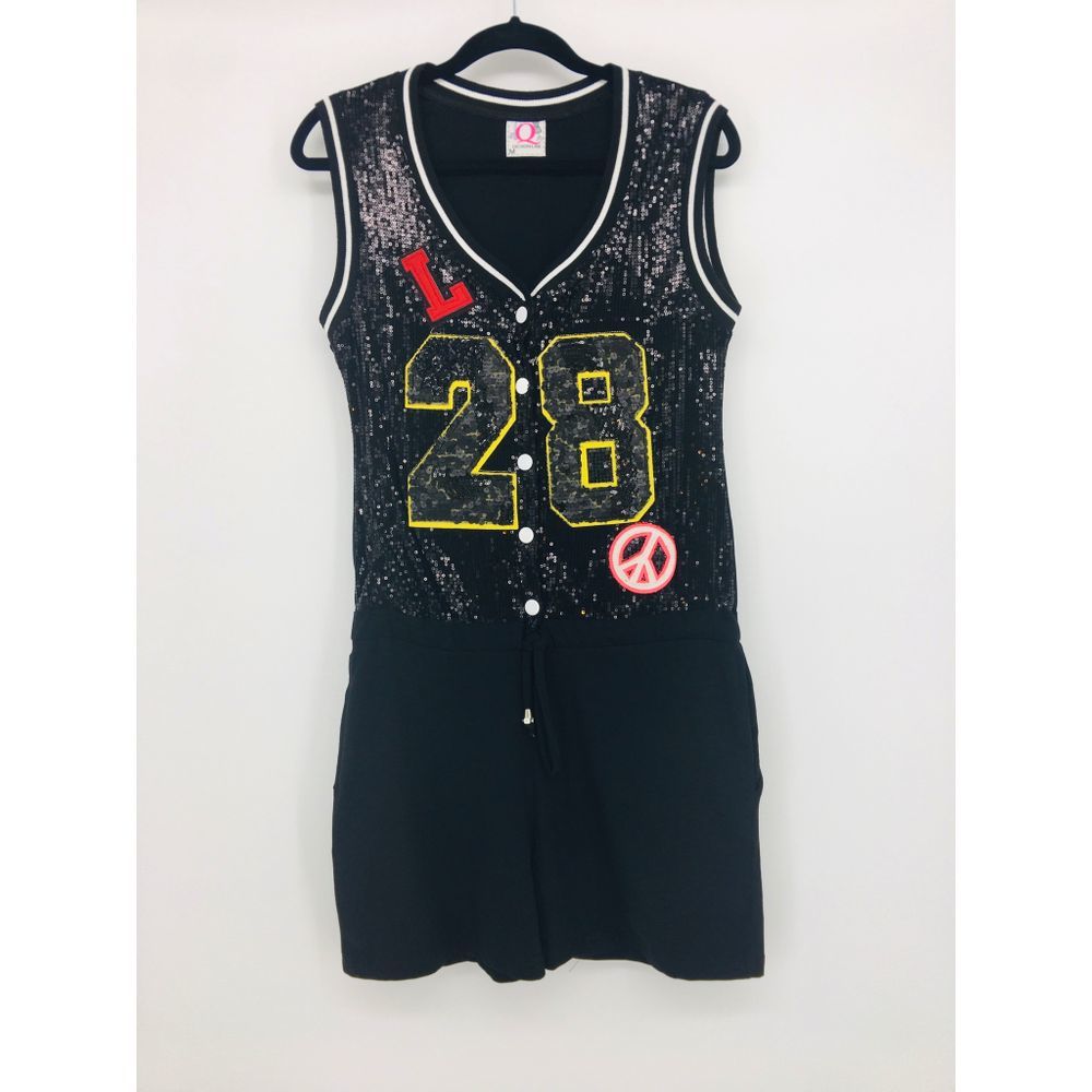 Q Design Lab Black Shorts Sequin Romper Size M